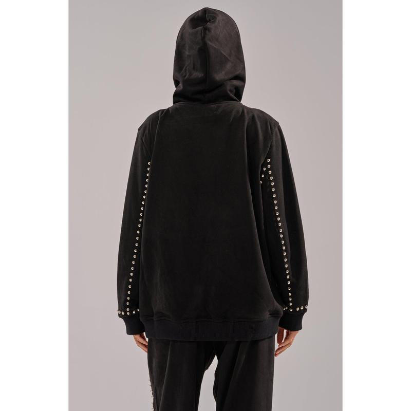 ASHLEY STUDDED ZIP up SWEATSHIRT