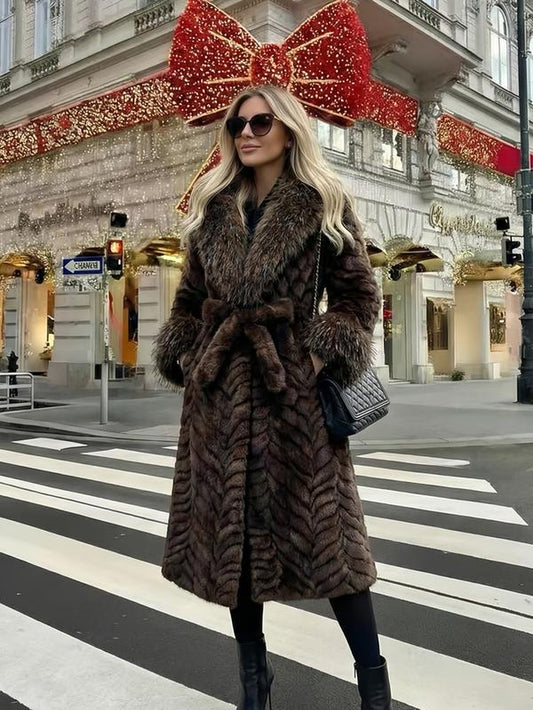 Women'S Faux Fur Coat, Winter Fashionable Long Sleeve Jacket, Casual Daily Wear Outerwear, Warm & Stylish Design
