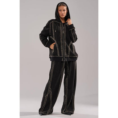 ASHLEY STUDDED ZIP up SWEATSHIRT