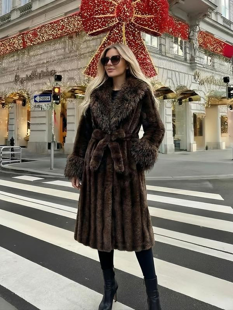 Women'S Faux Fur Coat, Winter Fashionable Long Sleeve Jacket, Casual Daily Wear Outerwear, Warm & Stylish Design