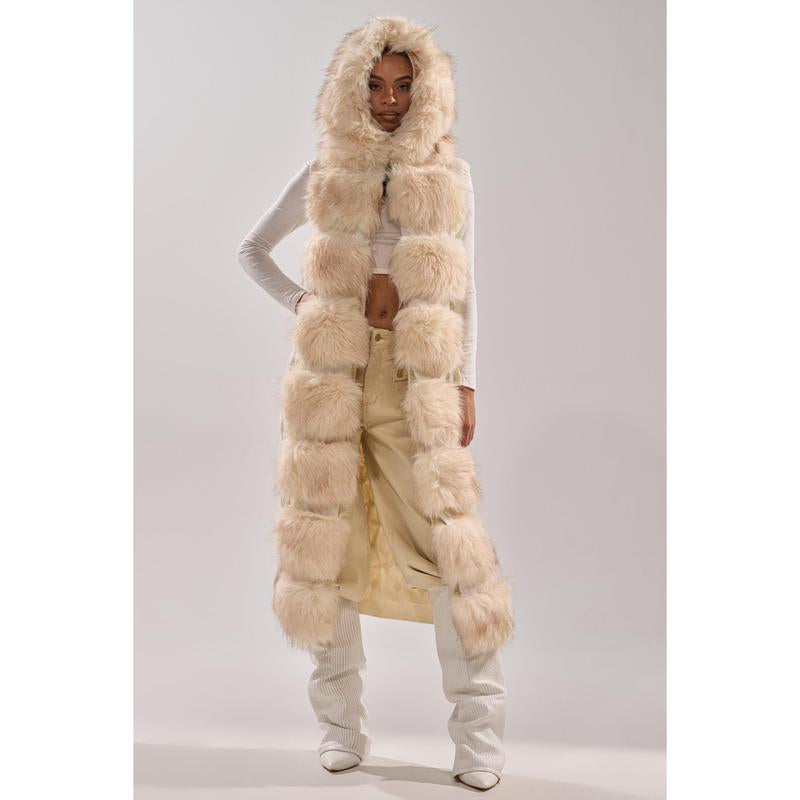 LUXURIOUS FAUX FUR HOODED VEST