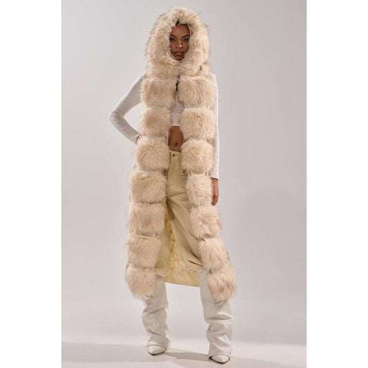 LUXURIOUS FAUX FUR HOODED VEST