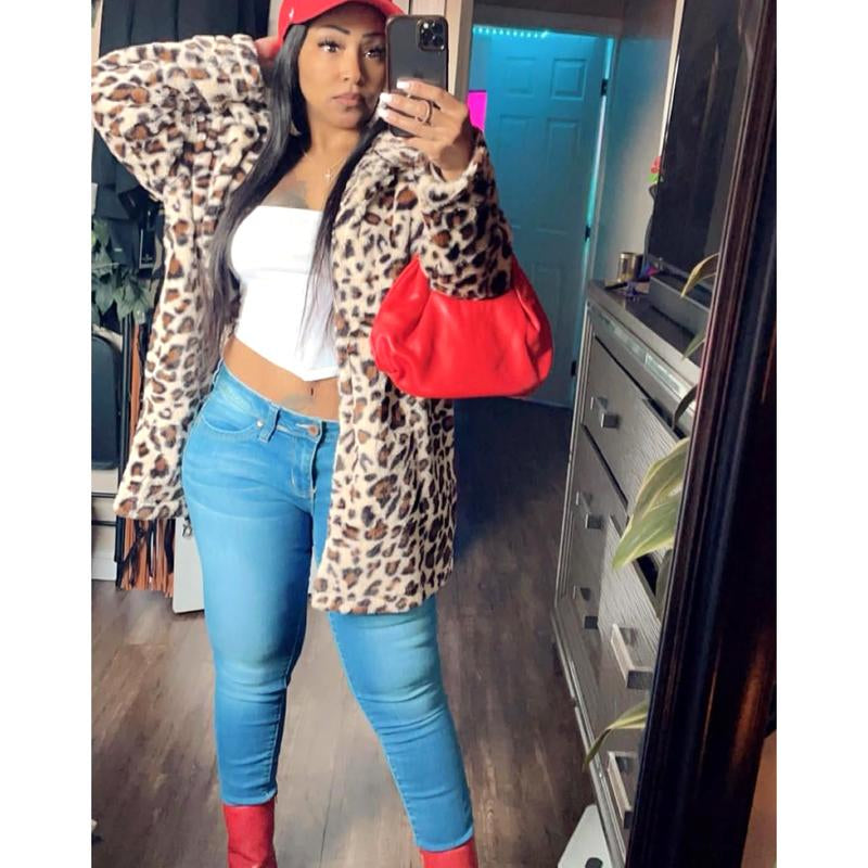 Buenoble Leopard Faux Fur Coat for Women | Super Soft Warm Stylish Winter Jacket | Viral Fall Winter Outfit