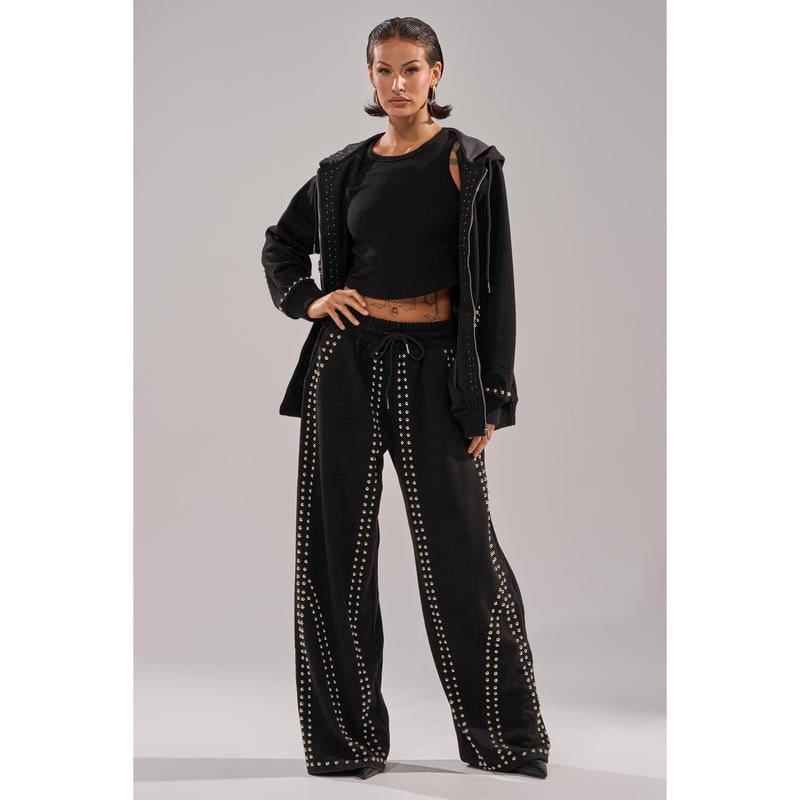 ASHLEY STUDDED ZIP up SWEATSHIRT