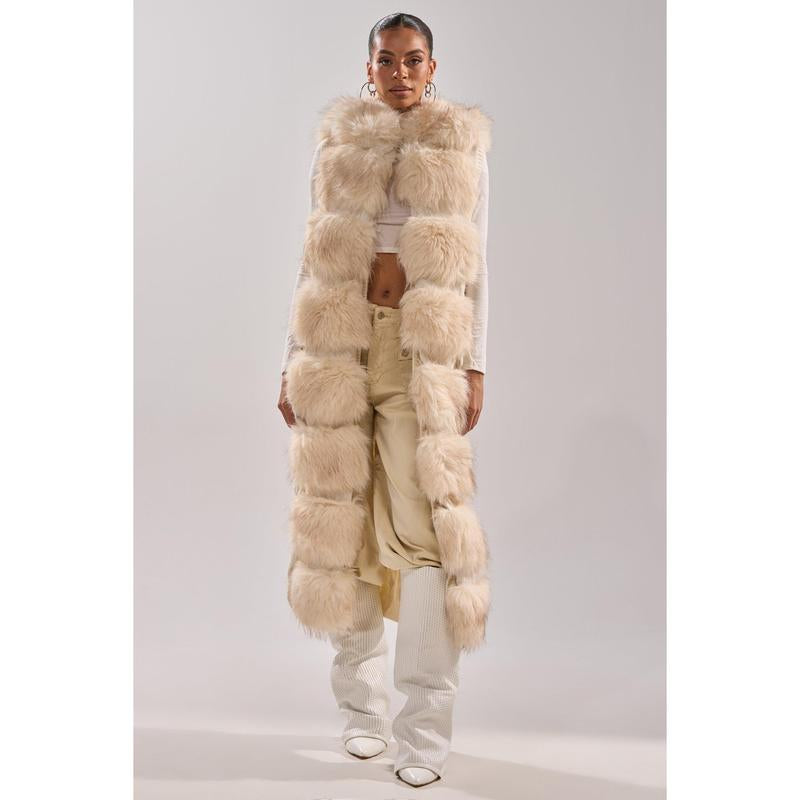 LUXURIOUS FAUX FUR HOODED VEST
