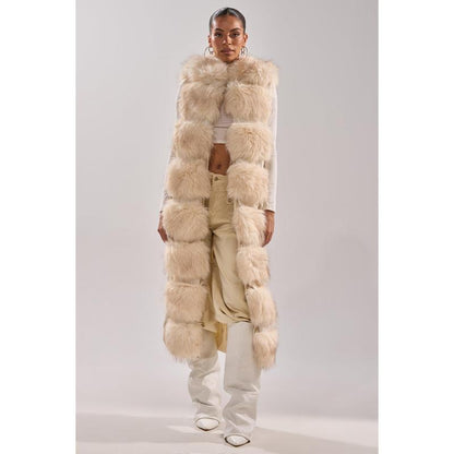 LUXURIOUS FAUX FUR HOODED VEST
