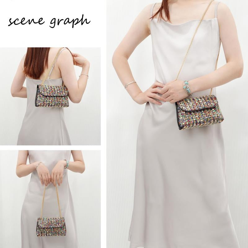 Fashion Crossbody Dinner Bag Diamond-Encrusted Hand Bag Delicate Senior Sense Square Women'S Hand Bag Shoulder Bag Crossbody Bag Woman Gift Women'S Rhinestone Clutch Purse Woman Gift Glass Cleaner Bolsas Elegantes