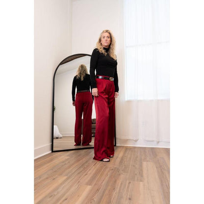 Tall Satin Pants | Maroon