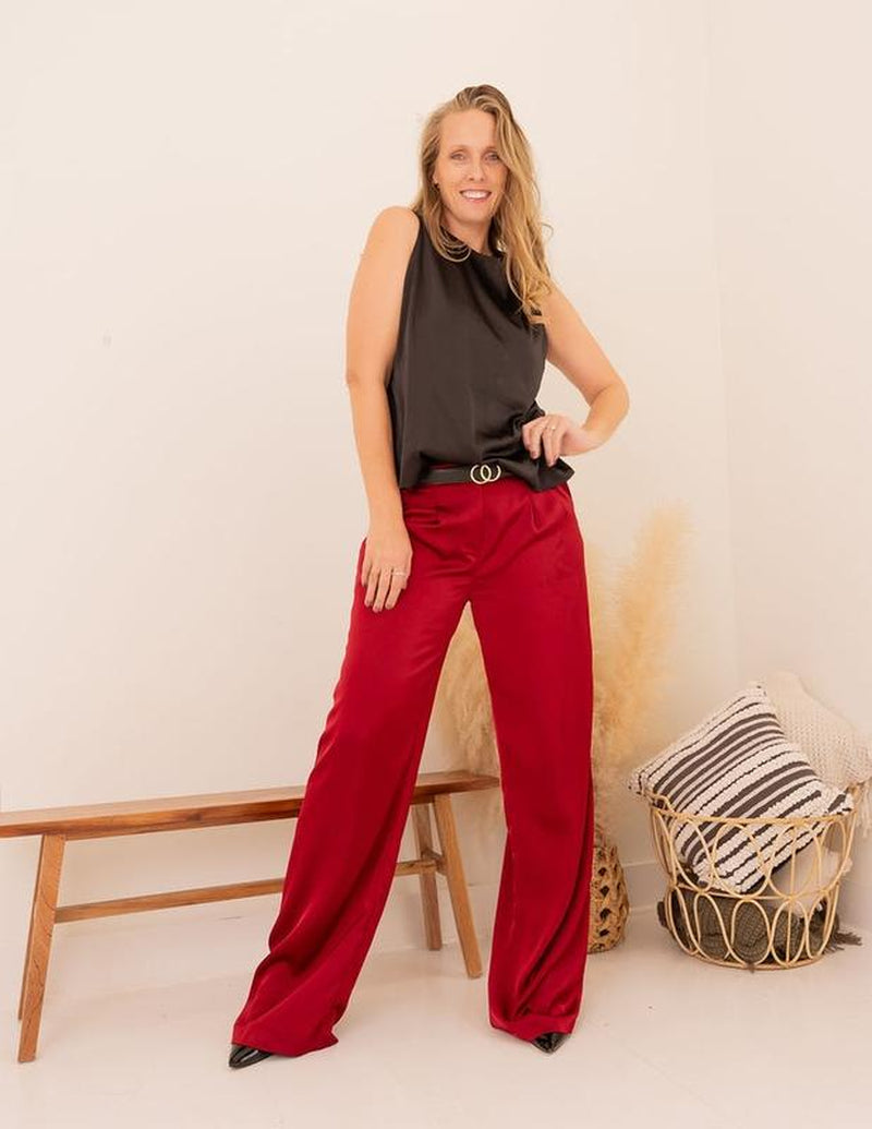 Tall Satin Pants | Maroon
