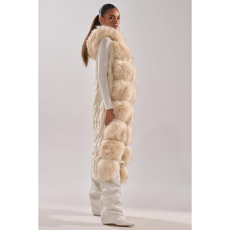 LUXURIOUS FAUX FUR HOODED VEST