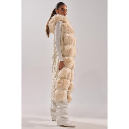 LUXURIOUS FAUX FUR HOODED VEST