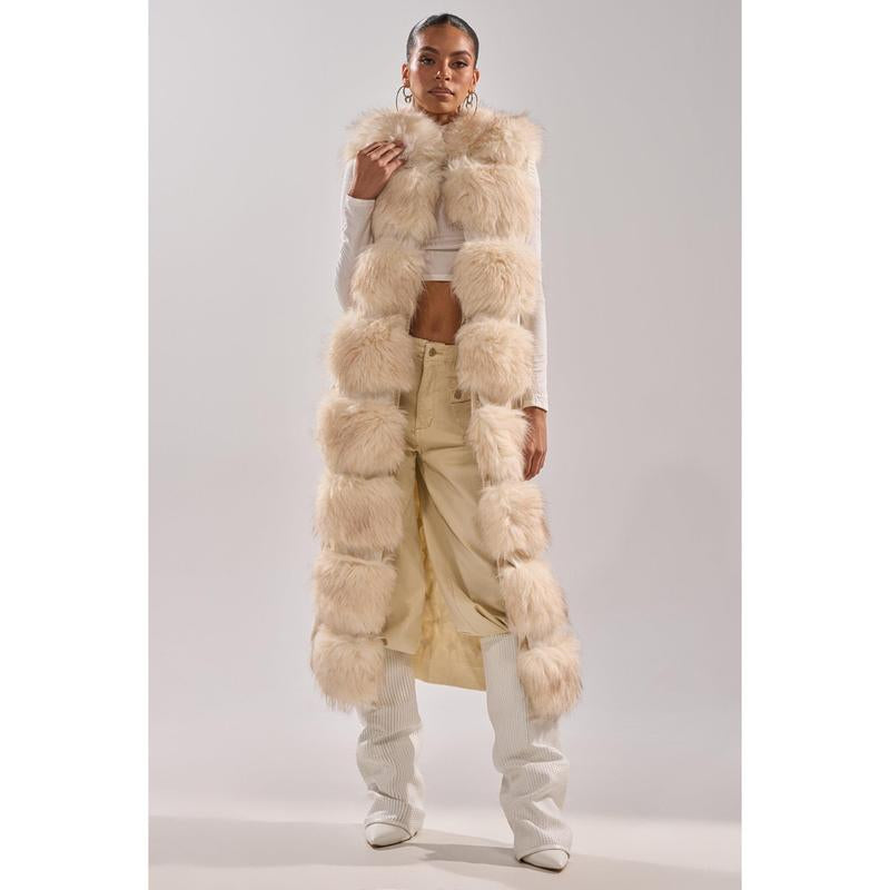 LUXURIOUS FAUX FUR HOODED VEST