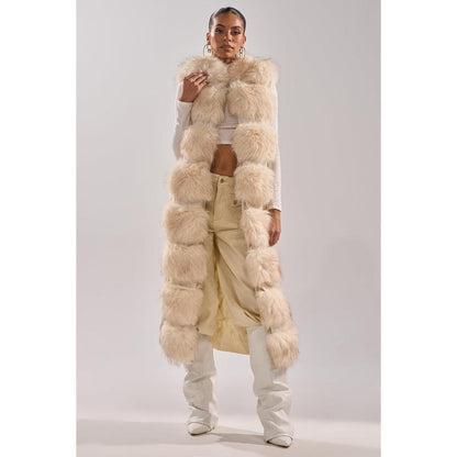LUXURIOUS FAUX FUR HOODED VEST
