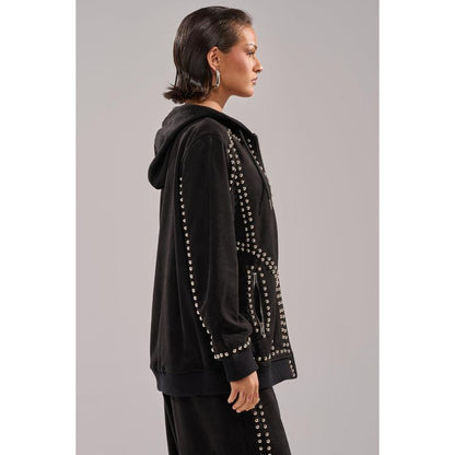ASHLEY STUDDED ZIP up SWEATSHIRT