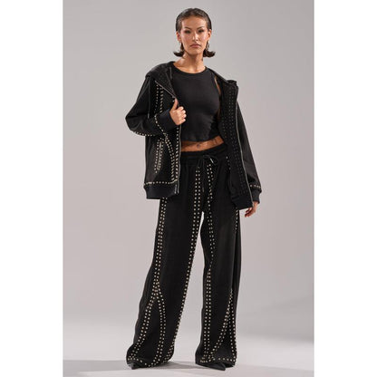 ASHLEY STUDDED ZIP up SWEATSHIRT