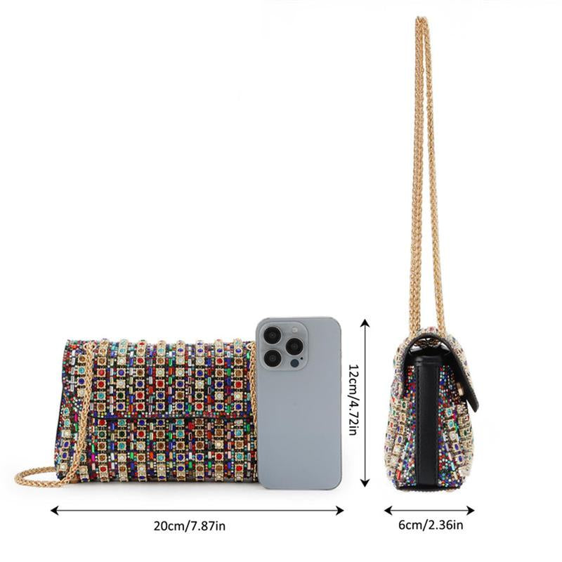 Fashion Crossbody Dinner Bag Diamond-Encrusted Hand Bag Delicate Senior Sense Square Women'S Hand Bag Shoulder Bag Crossbody Bag Woman Gift Women'S Rhinestone Clutch Purse Woman Gift Glass Cleaner Bolsas Elegantes