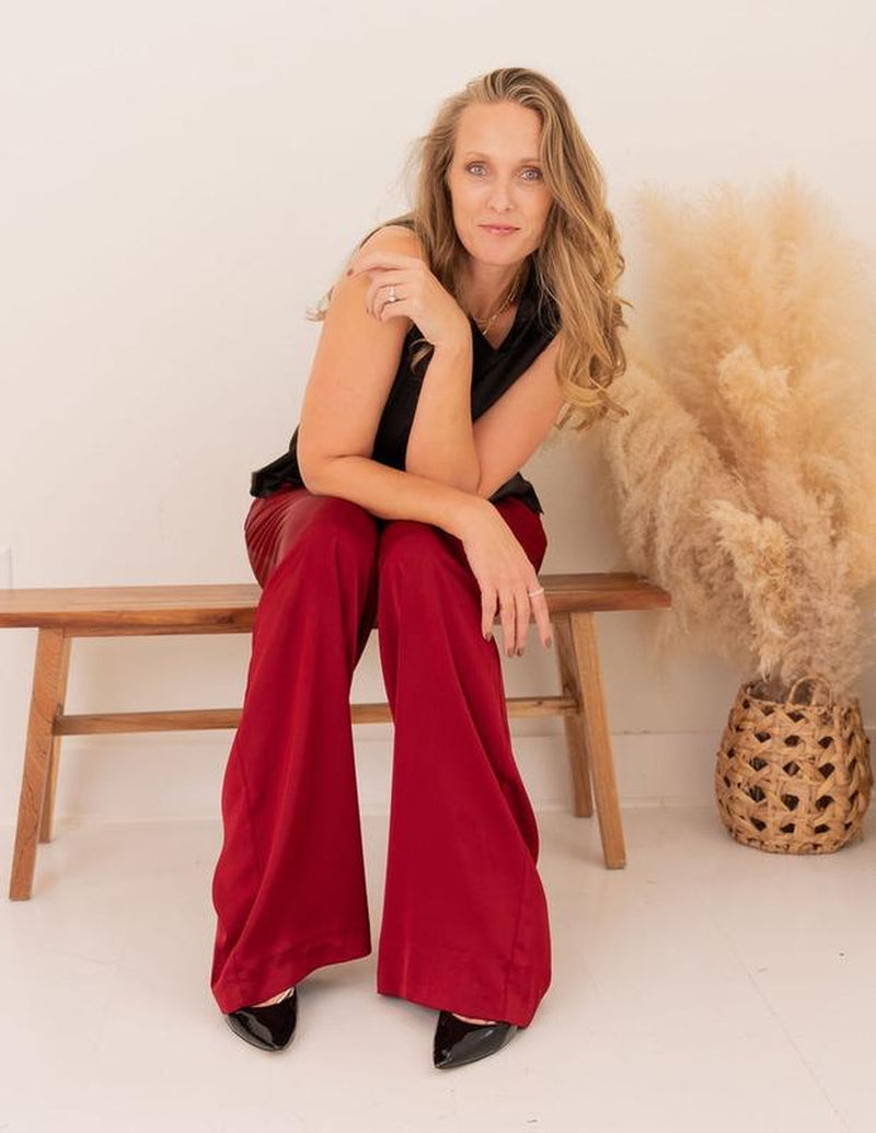 Tall Satin Pants | Maroon