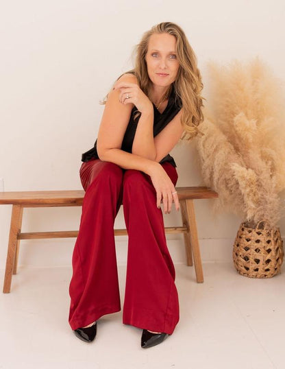 Tall Satin Pants | Maroon