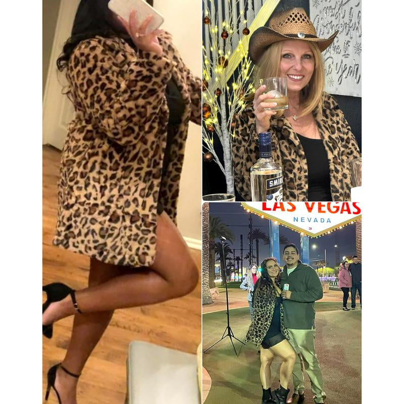 Buenoble Leopard Faux Fur Coat for Women | Super Soft Warm Stylish Winter Jacket | Viral Fall Winter Outfit