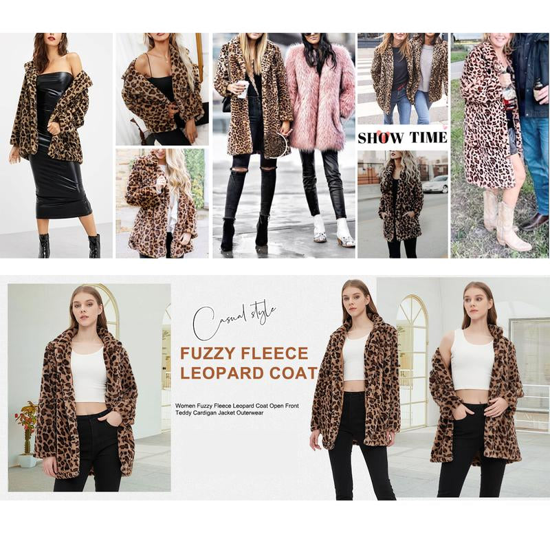 Buenoble Leopard Faux Fur Coat for Women | Super Soft Warm Stylish Winter Jacket | Viral Fall Winter Outfit