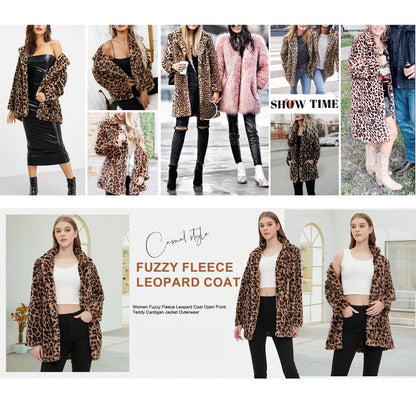 Buenoble Leopard Faux Fur Coat for Women | Super Soft Warm Stylish Winter Jacket | Viral Fall Winter Outfit