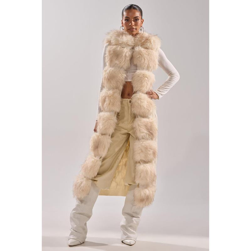 LUXURIOUS FAUX FUR HOODED VEST